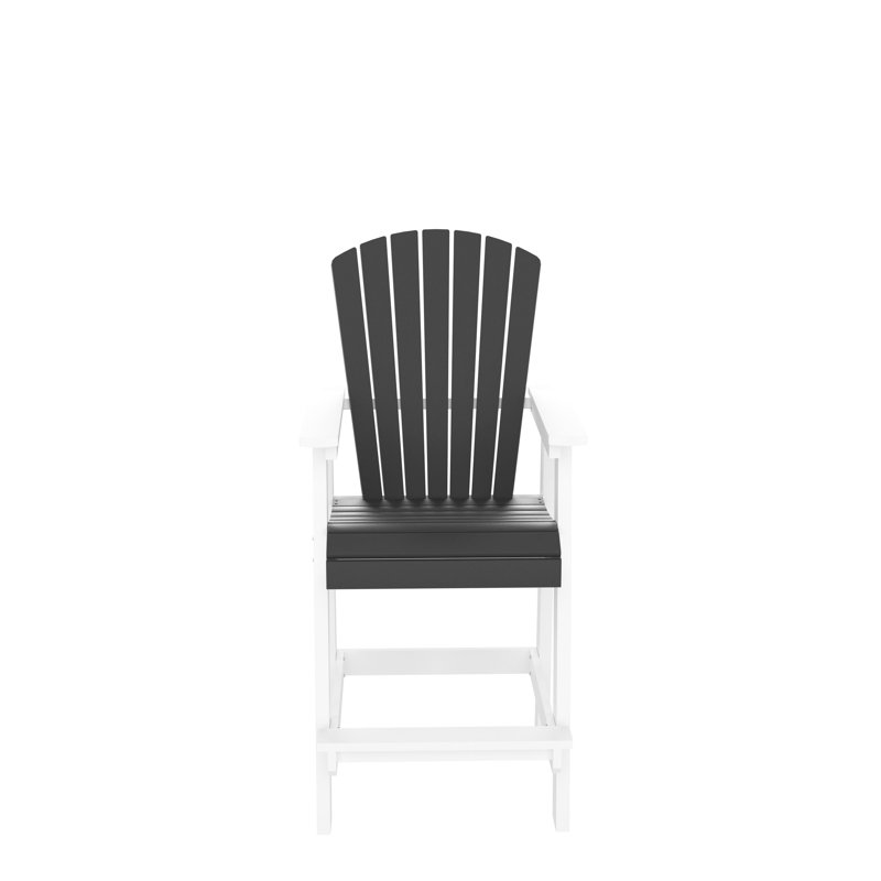 2 chaises de bar d'extérieur - tabourets hauts à haut dossier en blanc + gris pour patio et jardin