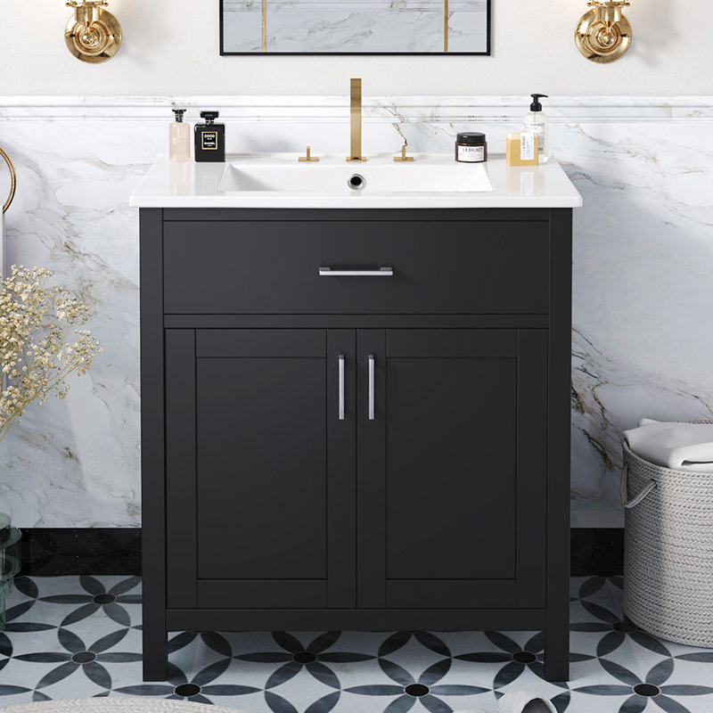 Base de meuble-lavabo simple 30 po seulement, Noir