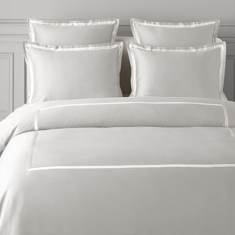 Cotton Sateen Duvet Cover, Twin Extra Long Duvet Cover + 1 Standard Sham, Silver