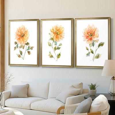Bright Botanical I - Toile tendue avec châssis sur mesure - 3 pièces