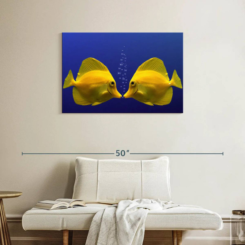 Brampt Kissing Yellow Tang Fish, 24" H x 36" W