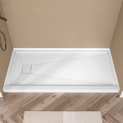 Base de douche rectangulaire en alcôve en acrylique 72 po x 36 po x 72 po x 96 po