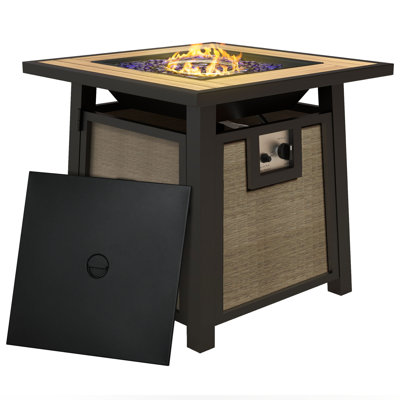 Square Propane Smokeless Fire Pit Table with Hidden Fuel Tank