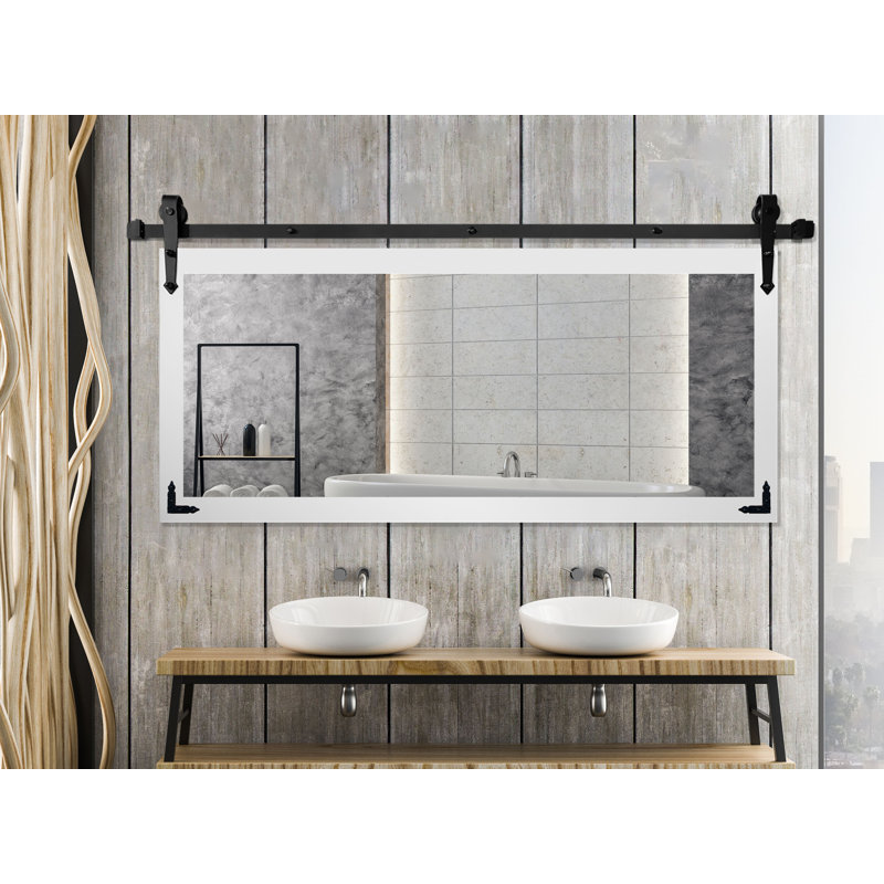 Neace Engineered Wood Rectangle Mirror, 30.5" H x 60" W, White Satin