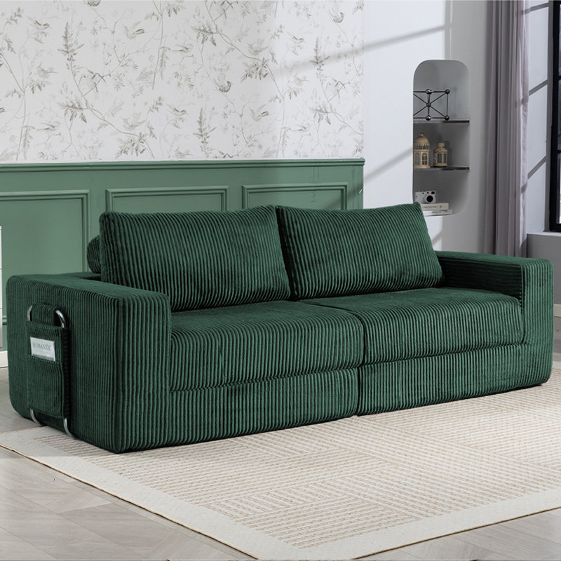 3 Seater Corduroy Sofa, Green