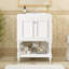Meuble-lavabo moderne de luxe avec lavabo en céramique, armoire de salle de bain avec tablette ouverte et rangement fermé, 24 po-1087683235