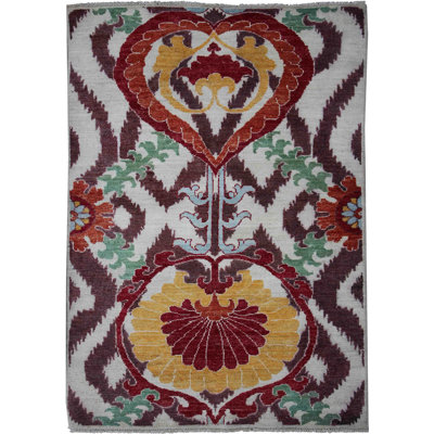 Geometric Hand Knotted 95cm X 143cm Area Rug