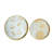 Round Plastic Mirror Trays with Floral Motif - Gold - L:D17.5x1.5" S:D14.5x1.5"