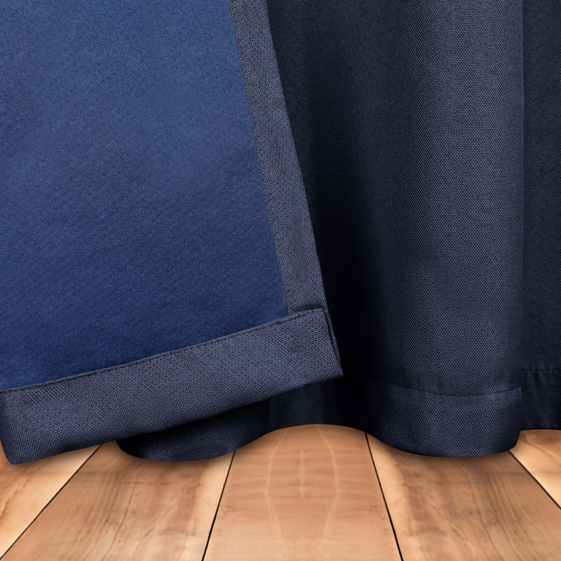 Navy Blue Linen-Inspired Blackout Window Panel Set, 42" x 96"