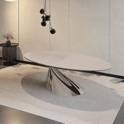 Sintered stone oval dining table