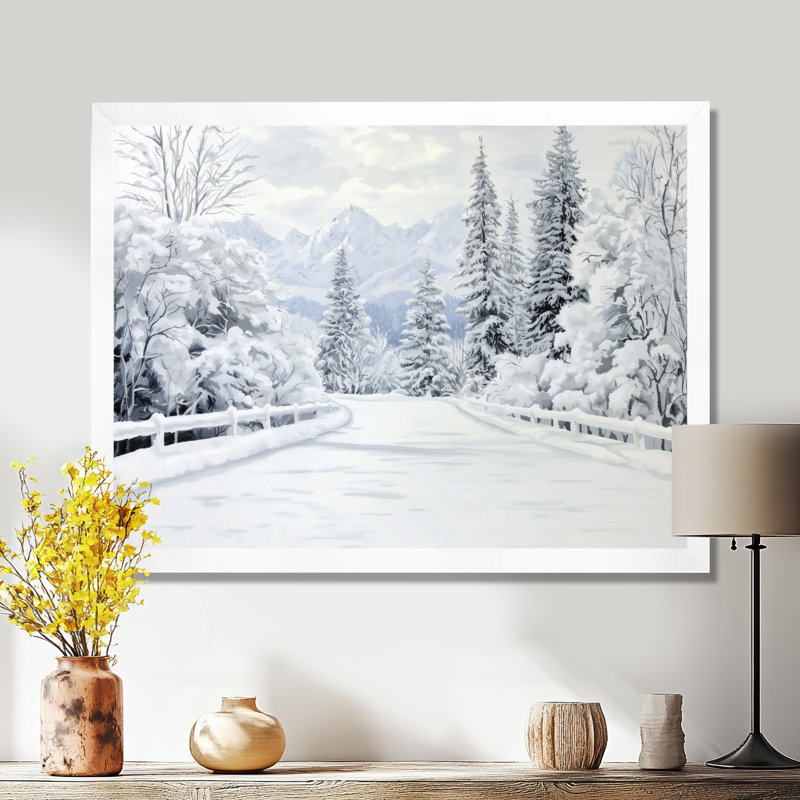 Road to the Park In Winter II - Winter Landscape, art mural, H 24 po x l 32 po, Blanc