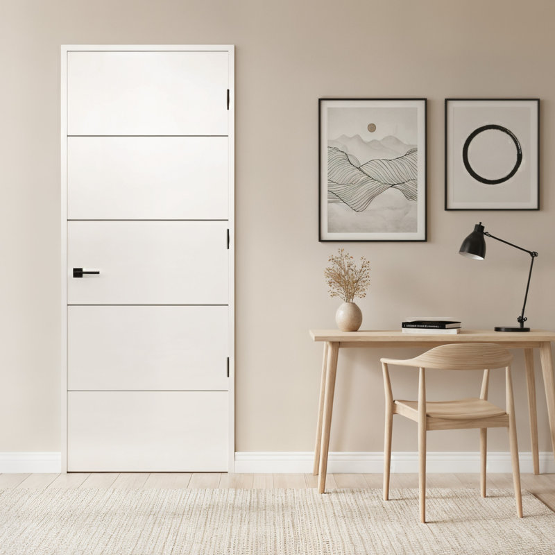 Porte creuse encastrée à 5 lignes avec apprêt sans quincaillerie, 28 po x 80 po