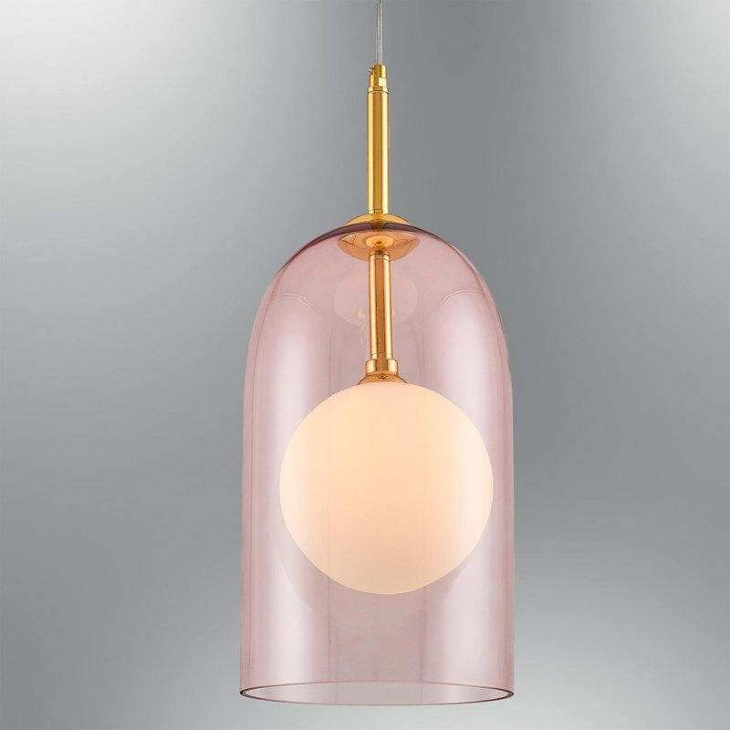 Cassen Elegant Pink Chandelier with Metal Body, 7.5 in Diameter x 4.7 in Height | 1x 2W G9 Socket (Bulb Not Included) | Modern Glass Cap Design, Perfect for Living Room, Bedroom & Dining Area Décor