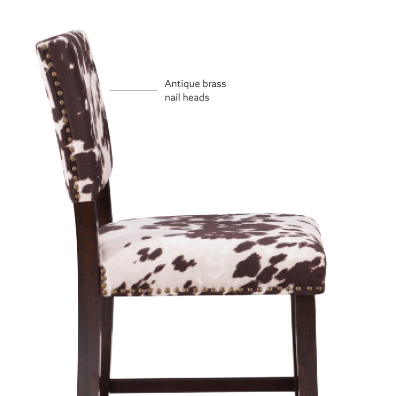 Corey Upholstered Nailhead Trim Counter and Bar Stool, Counter Stool (24" Seat Height), Ivory/Brown