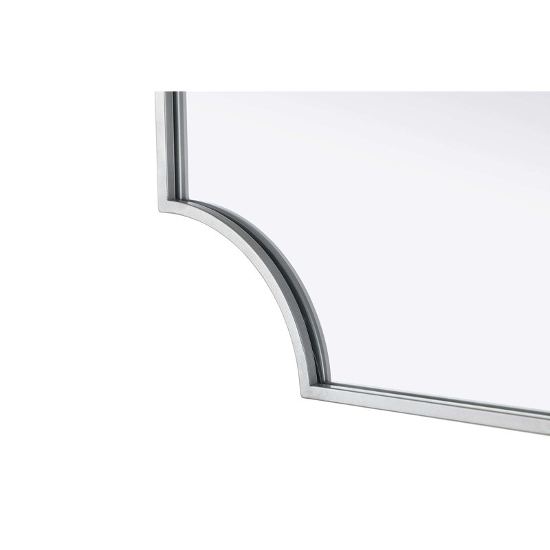 Notched Metal Mirror 22x36 inch in Silver, Silver, 36" x 22"