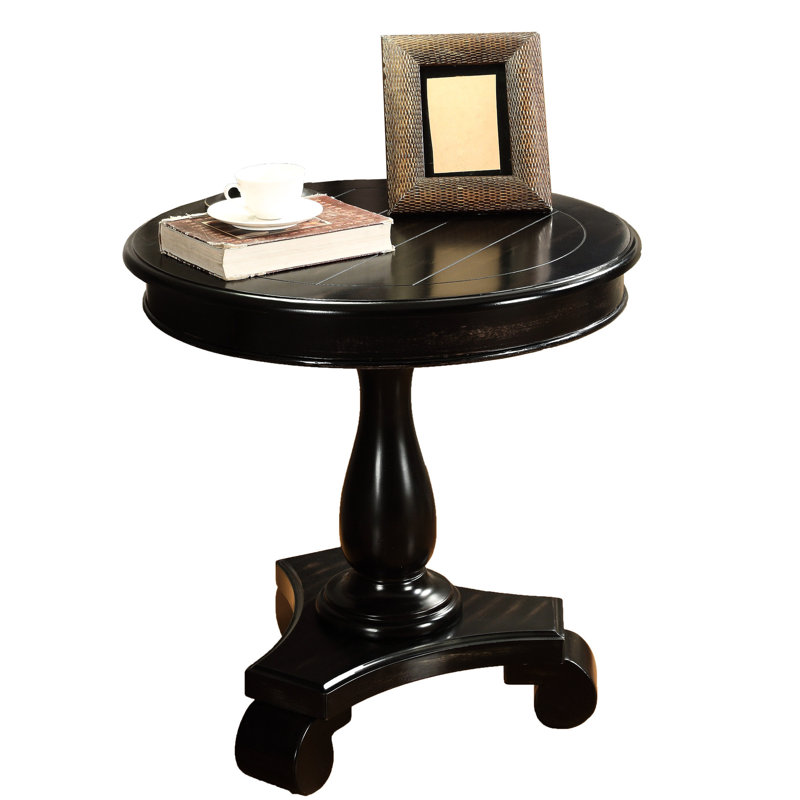 Table d'appoint ronde noire 26 po, base piédestal, table d'appoint 26,5 po noire, Noir