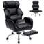 Fauteuil de bureau en similicuir à jambes croisées avec accoudoirs rabattables, fauteuil de direction grande taille avec coussin lombaire et poches latérales-1374035679