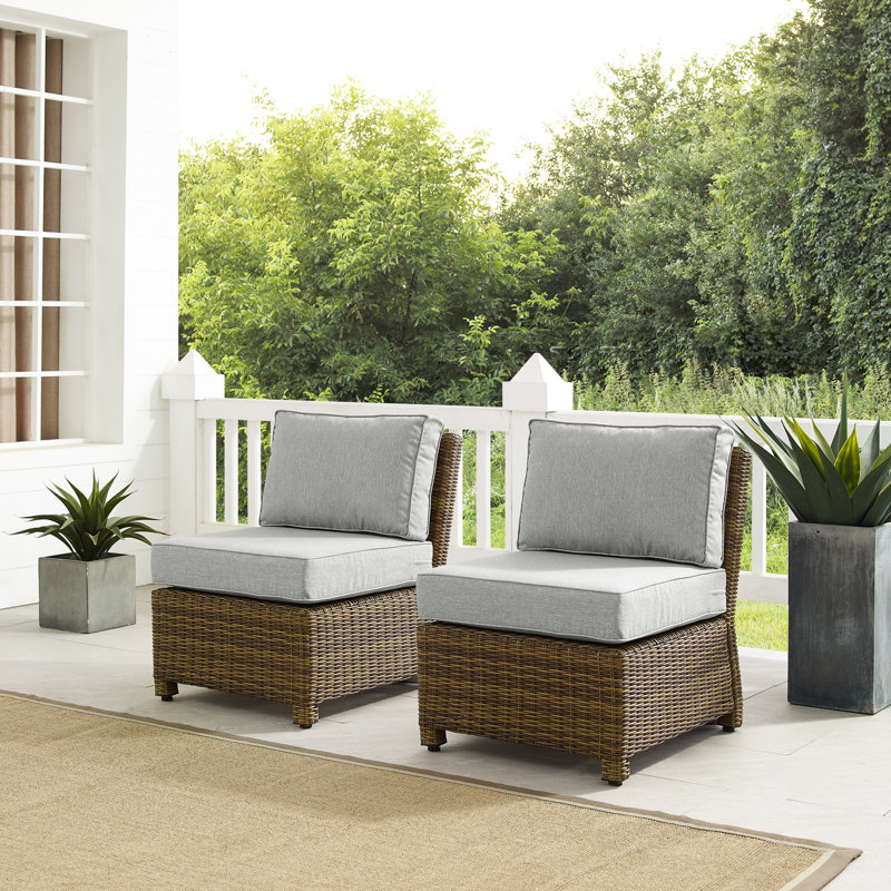 Deo Wicker Outdoor Armless Lounge Chair, Gray, Brown