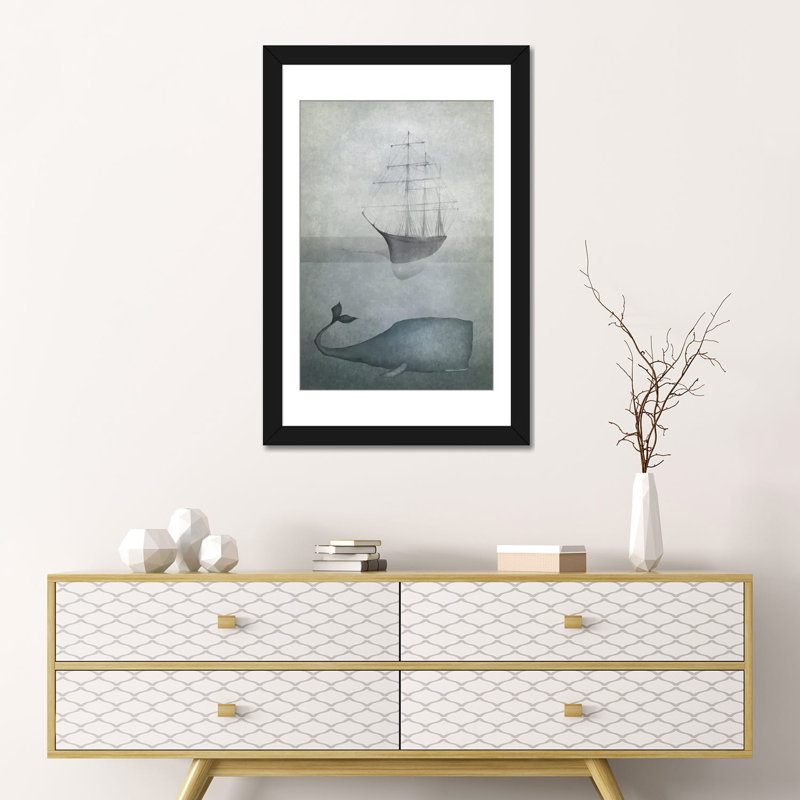 Deep Water - impression sur toile tendue, H 24 po x l 16 po x P 1 po, Papier d'art encadré noir, Blanc