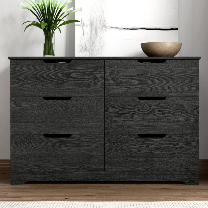 Aroob 6 Drawer Dresser 47.24'' W, Dark Gray Oak