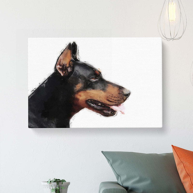 Magnificent Doberman Dog In Abstract - Wrapped Canvas Painting, 40cm H x 60cm W x 3cm D