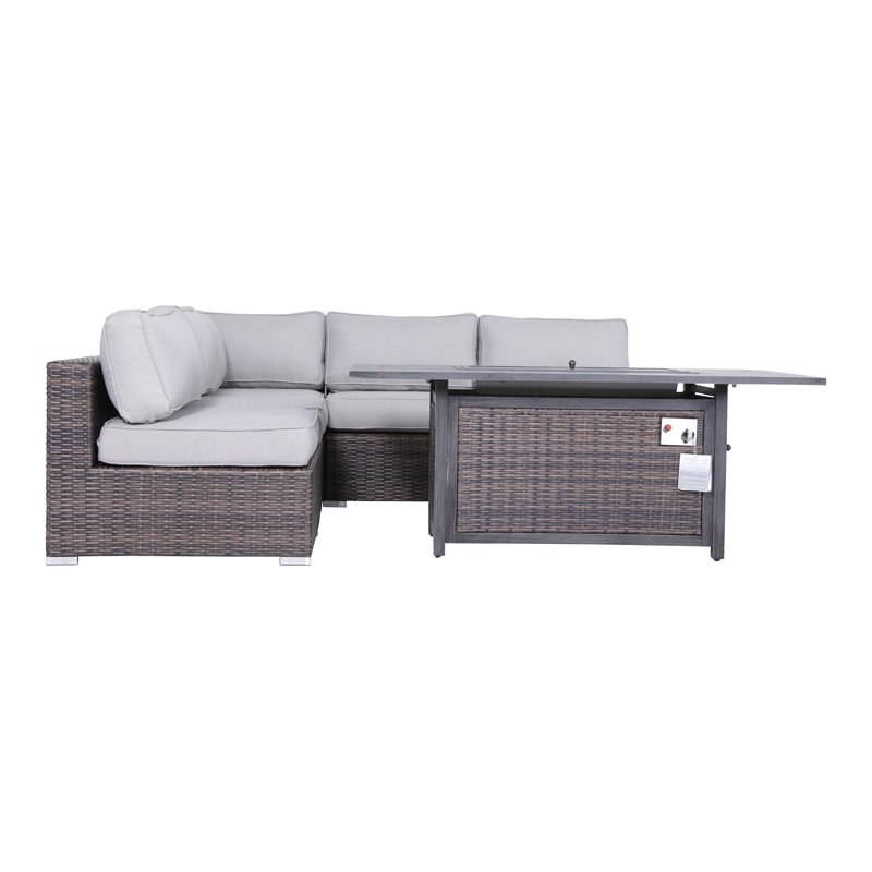 Ensemble de conversation modulaire en rotin 6 pièces avec coussins Meltham