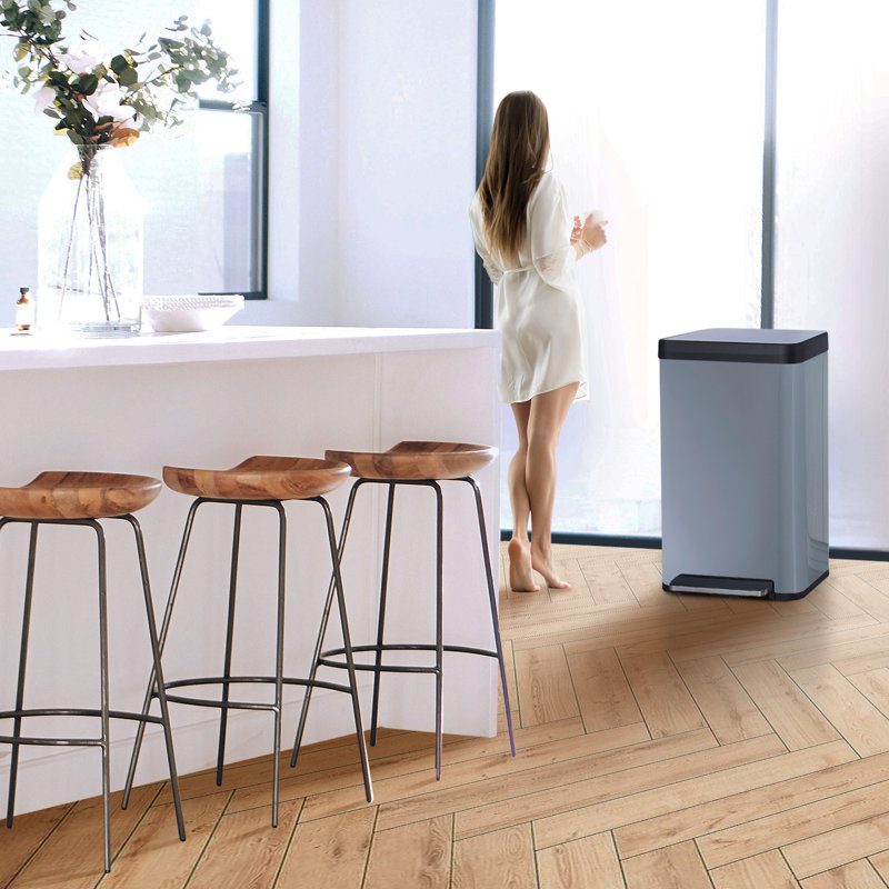 Home Zone Living 19 Gallon Tall Stainless Steel Kitchen Trash Can with Soft-Close Lid, Glacier