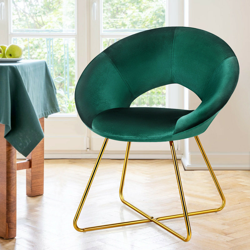 Fauteuil rembourré en velours, Vert foncé