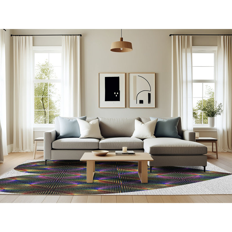 Tapis gris/bleu marine à motifs Nante, Rectangle 6 pi x 9 pi