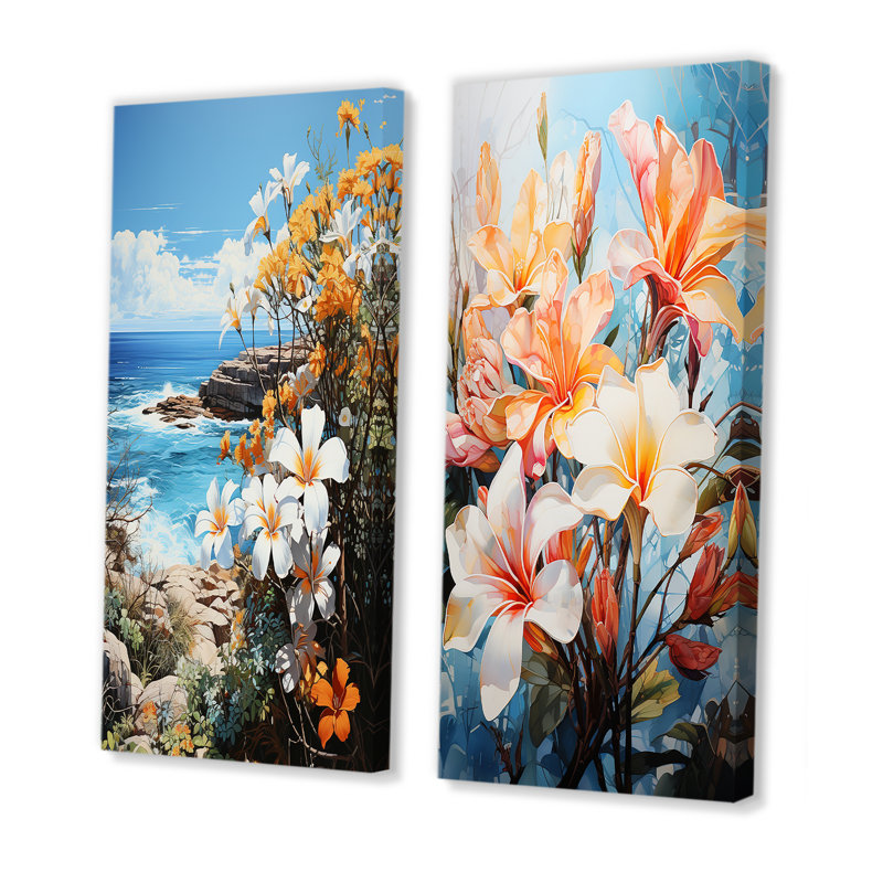 «Plumeria Flower Paradise», 2 pièces, Toile tendue, H 24 po x l 20 po