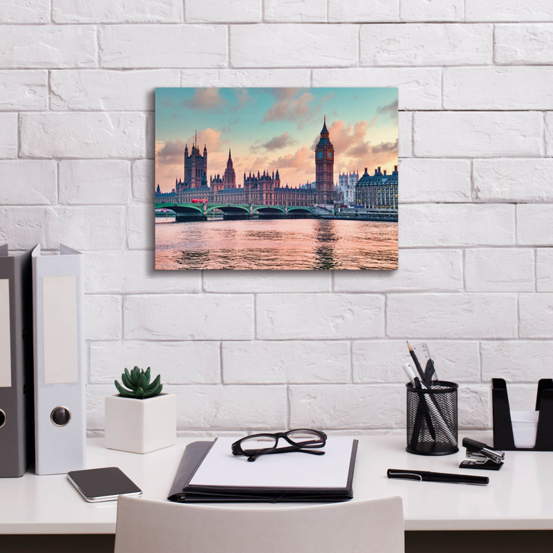 «Maisons du Parlement au coucher du soleil» par Mark A Paulda, art mural sur toile, 16 po x 12 po, 16 po x 12 po