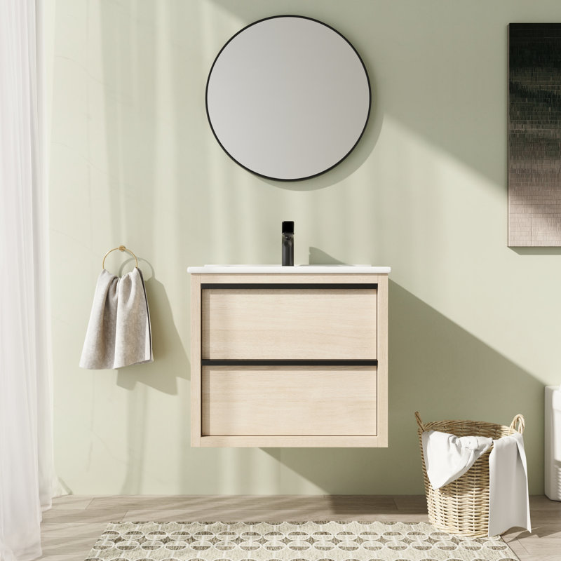 Ensemble de meuble-lavabo simple mural 24 po Denel, Blanc