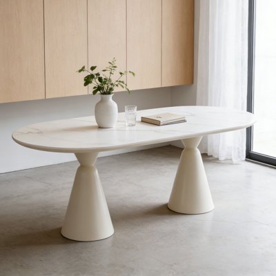 Cream Matte Sintered Stone Dining Table