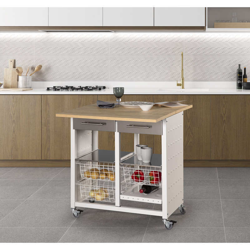 Kitchen Island, Natural/White