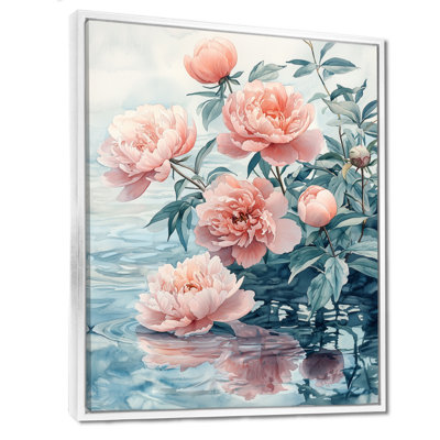 Pe pivoines par The Farm Pond II - pivoines, reproduction d'art sur toile encadrée