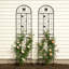 Ensemble de 2 treillis de jardin en métal 86,7 po x 19,7 po antirouille pour plantes grimpantes, support de fleurs extérieur noir
