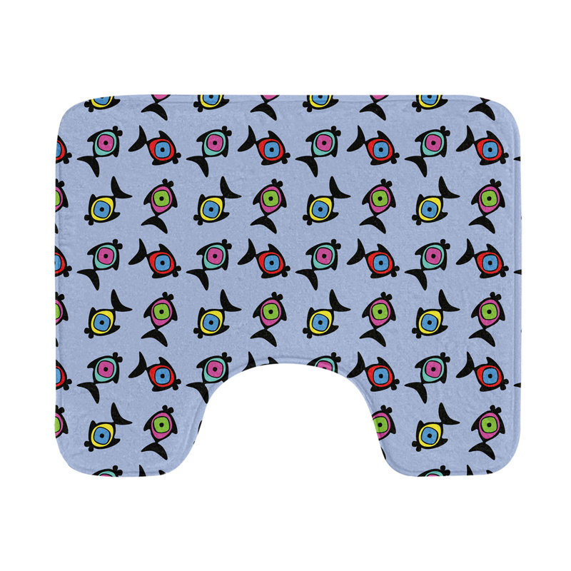 Tapis de salle de bain en forme de U poisson 20 po multicolore