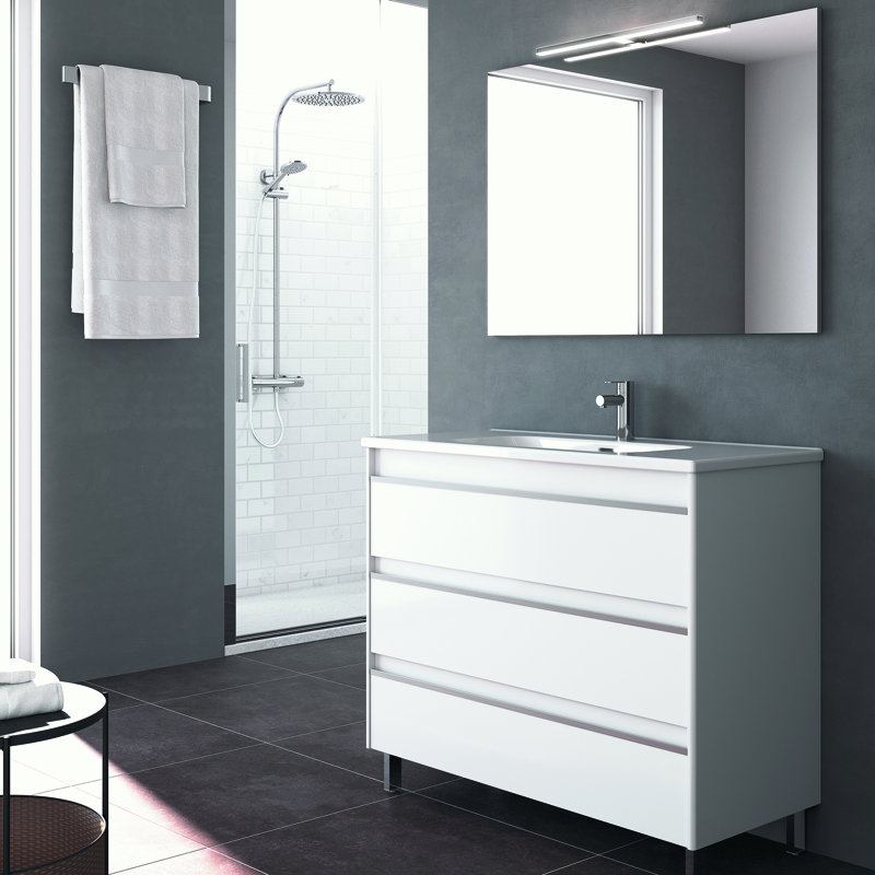 Belle 39.6'' W Single Vanity with Mirror, Samara Ash