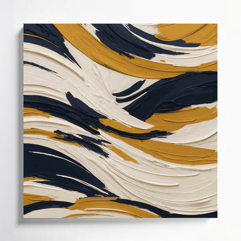Abstrait paysage, art mural beige sur toile 93, H 32 po x l 32 po
