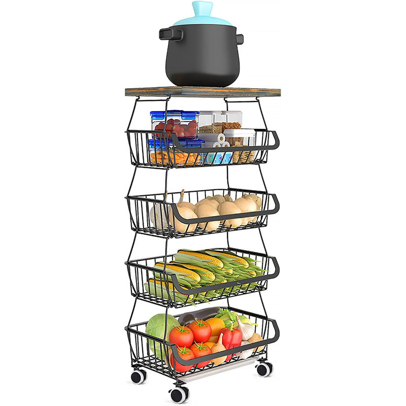 Armana 37.2'' H Utility Cart 5 Tier Storage Rolling Rack with Wheels