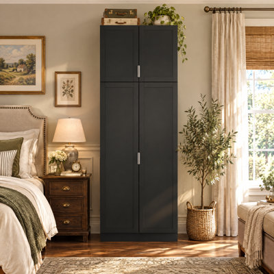 90.6" H Tall Storage Cabinet with 4 Doors, 2 Shelves and Anti-Tip Kit