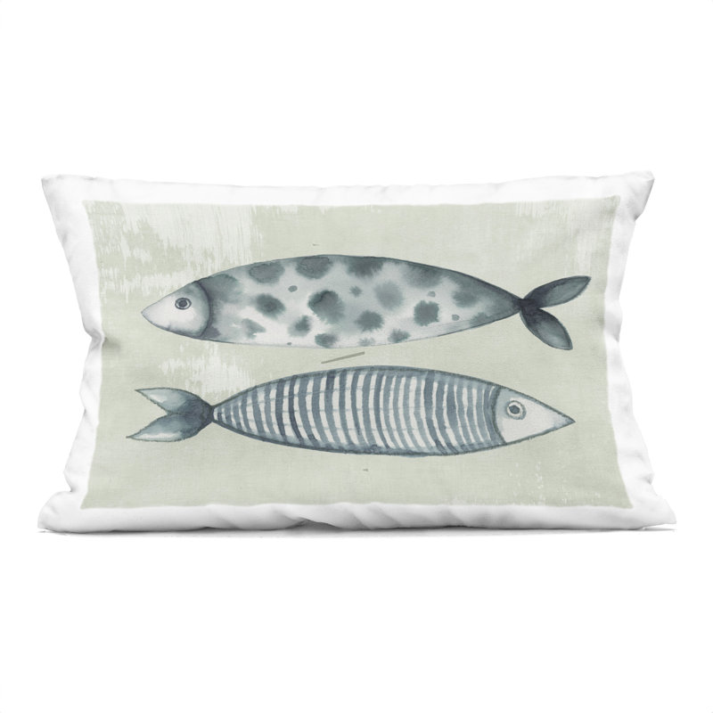Coussin décoratif imprimé pois et rayures par Eli Jones, Poisson 2