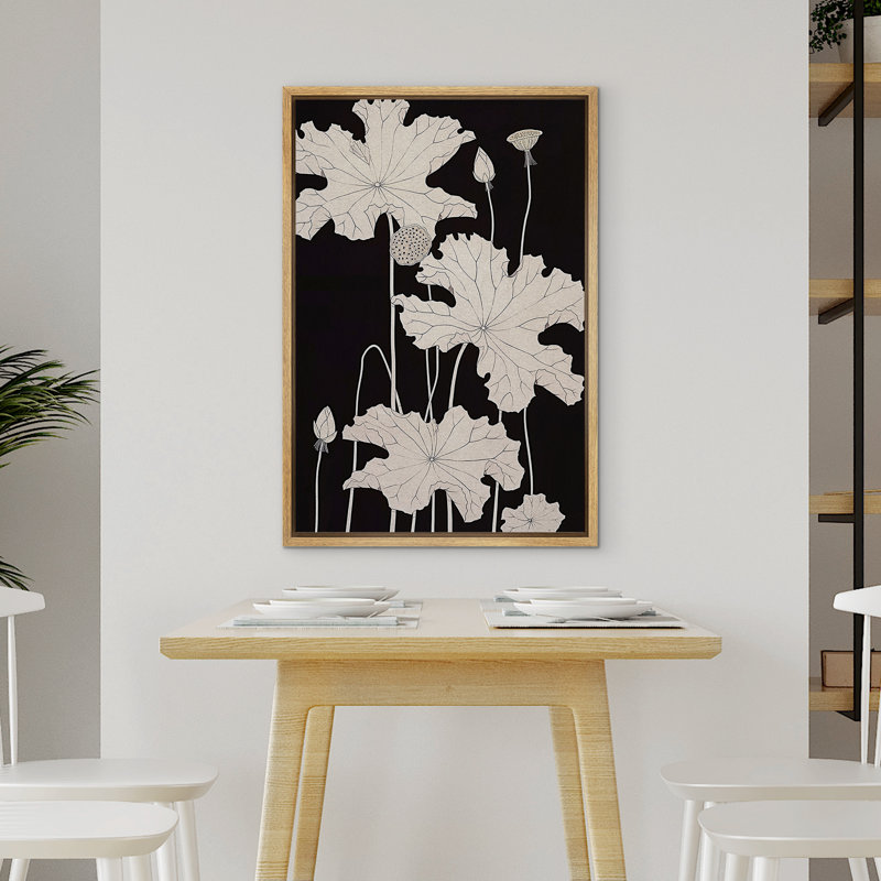 Impression sur toile encadrée de chambre à coucher noire et blanche, H 36 po x l 24 po, Naturel