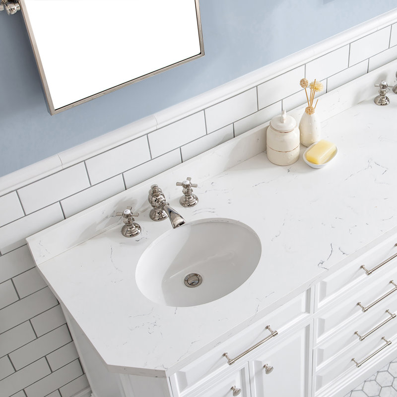 Palace 72'' W Vanity, Pure White, Polished Nickel