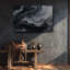 Toile abstraite, reproduction d'art fluide moderne - texture de marbre Moody, peinture au fusain industriel pour le salon-1697325358