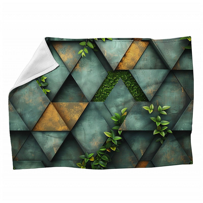 D Abstract Architectural Machine Printed Throw Blanket, Queen