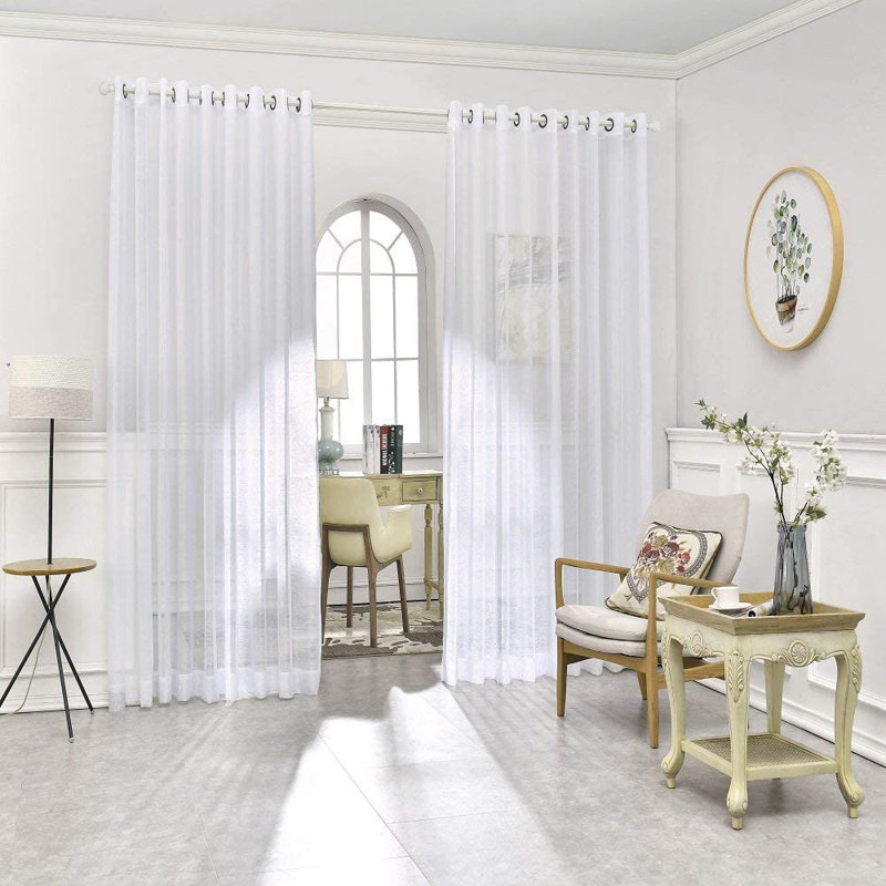Morones 2 Extra Large Sheer Curtains for Large Windows in 3 Sizes, 108'' W x 100'' L, White