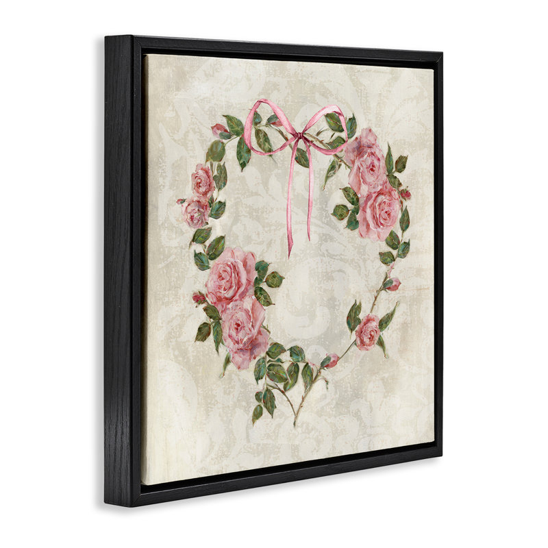 Cadre flottant Garden Heart Wreath, design par Sally Swatland, Cadre flottant noir de jais, H 18 po x l 18 po
