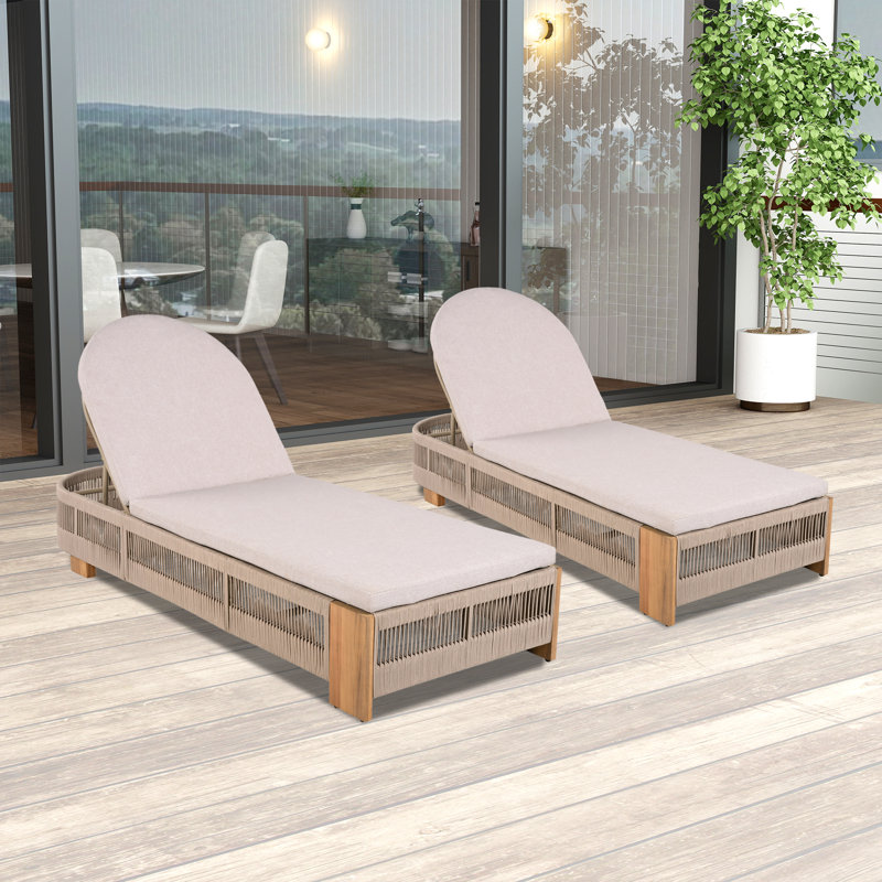 Chaise longue d'extérieur (ensemble de 2), Beige