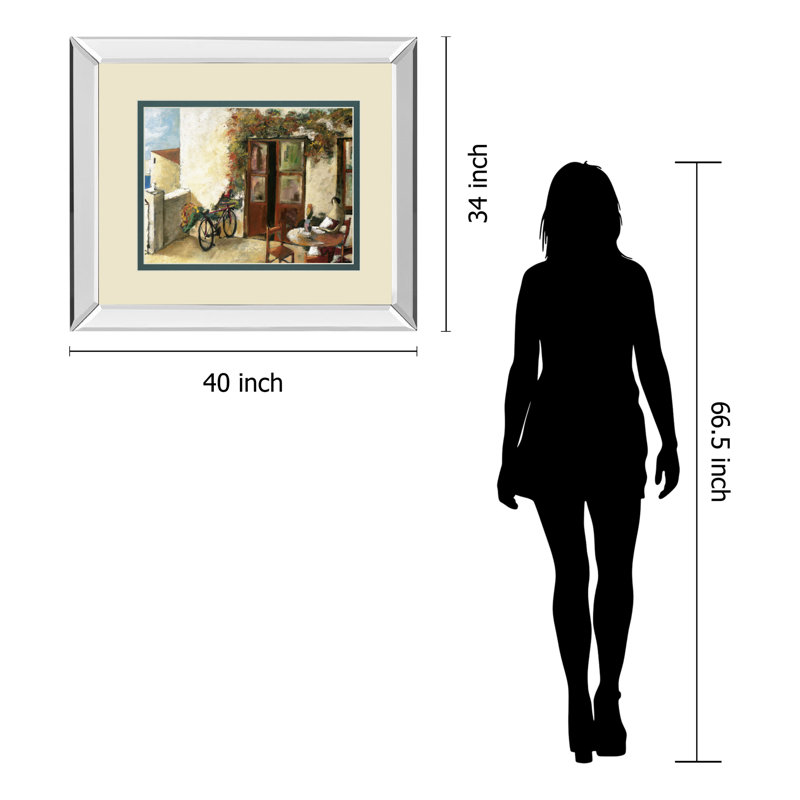 Art mural méditerranéen - 34 po x 40 po - Cadre en miroir